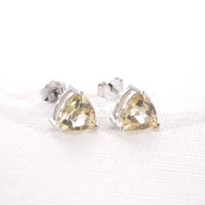 Citrine 6mm Trillion Cut Post Earrings Sterling Silver